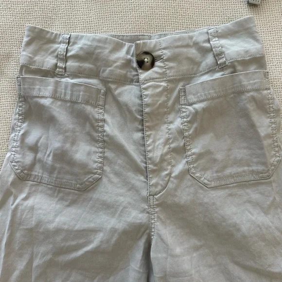 Anthropologie Colette Linen Wideleg Cream Trousers - Picture 7 of 10